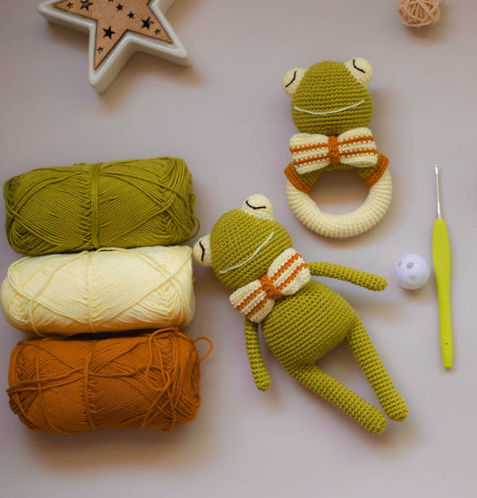 Amigurumi Crochet Frogs - Rattle & Toy. Crochet Pattern in PDF