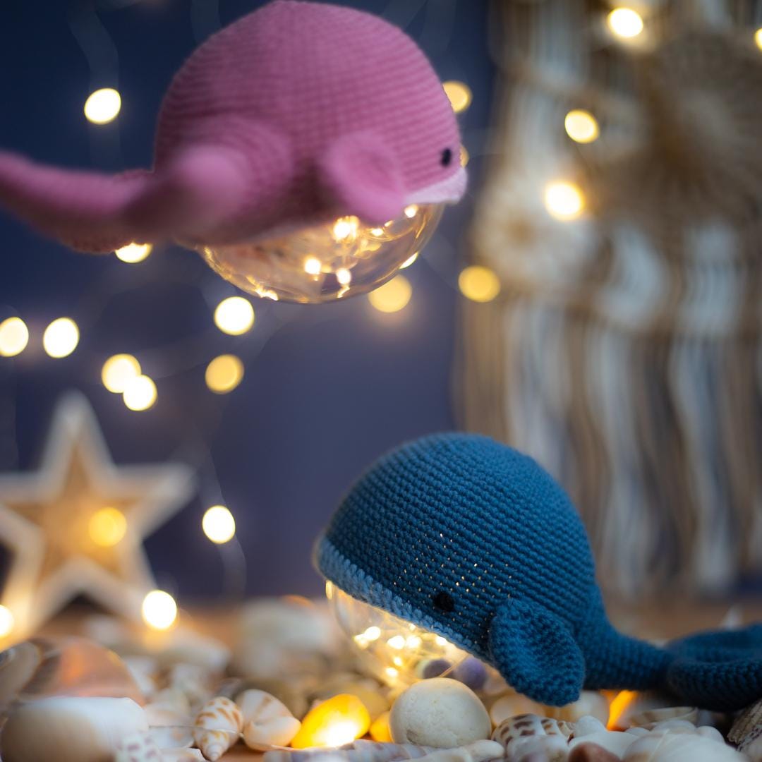 Amigurumi Crochet Whale. Crochet Night Light. Crochet Pattern in PDF