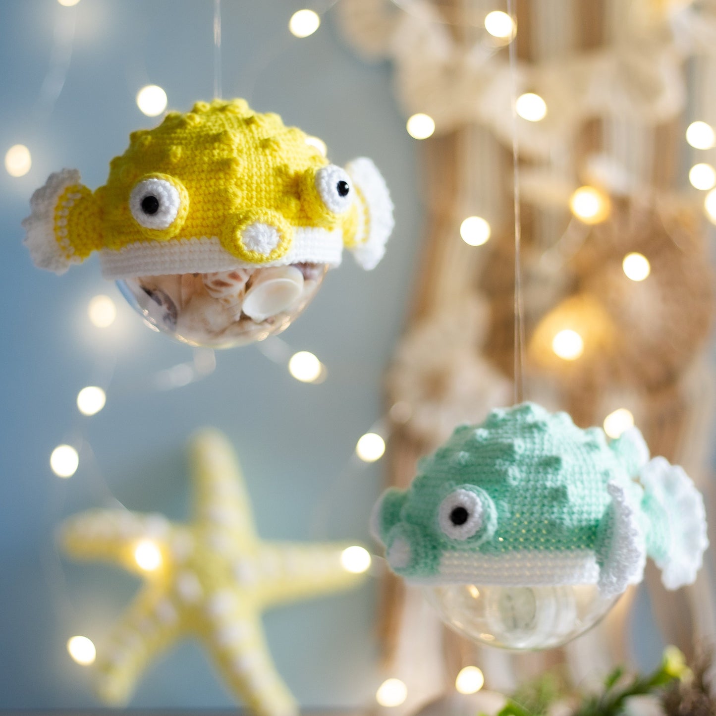 Amigurumi Crocher Pufferfish. Crochet pattern for Sea Creature Fish.
