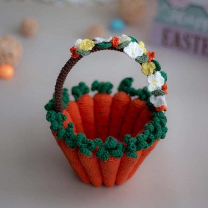 Amigurumi Crochet Easter Basket with Bunny, Sheep & Chicken. Crochet Pattern in PDF