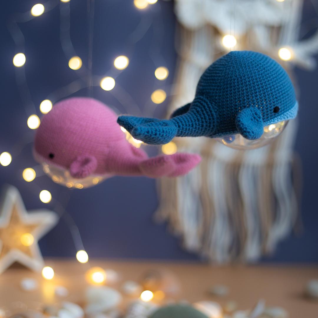 Amigurumi Crochet Whale. Crochet Night Light. Crochet Pattern in PDF