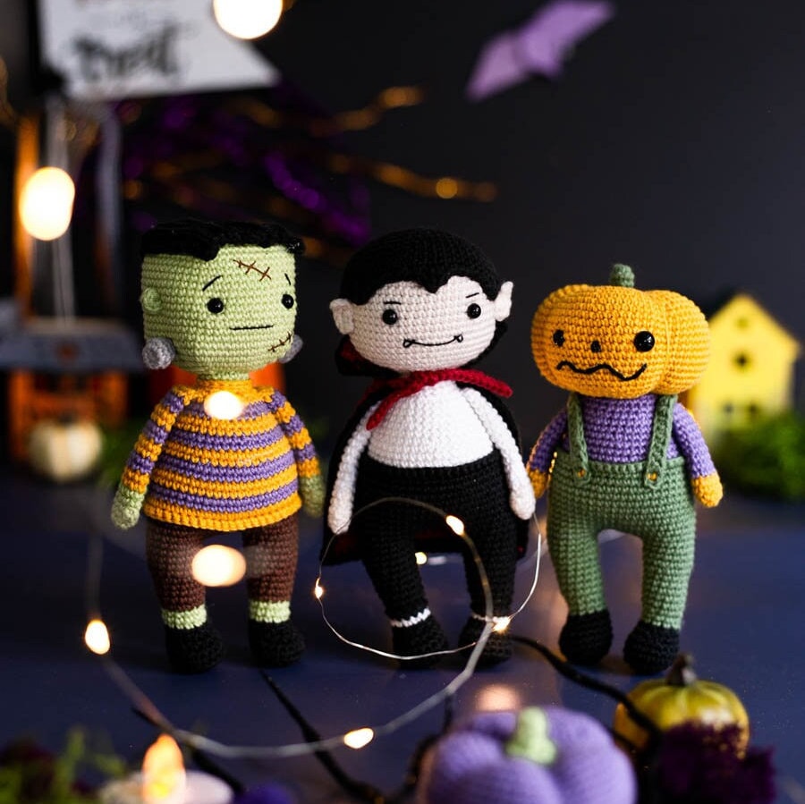 Amigurumi Crochet Halloween Toys - Pumpkin, Wich, Bat, Dracula and  Frankenstein. Crochet Patterns in PDF