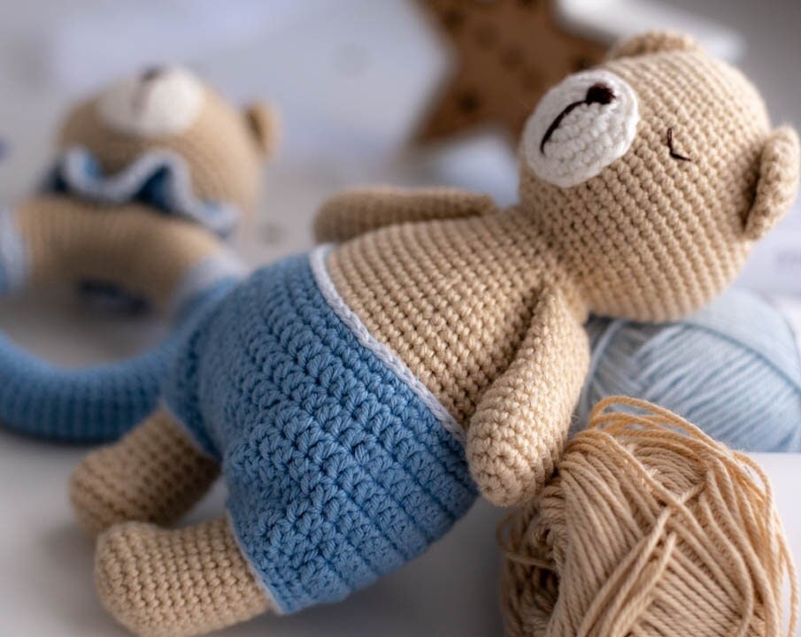 Amigurumi Crochet Bears - Crochet Toy and Rattle. Crochet pattern in PDF
