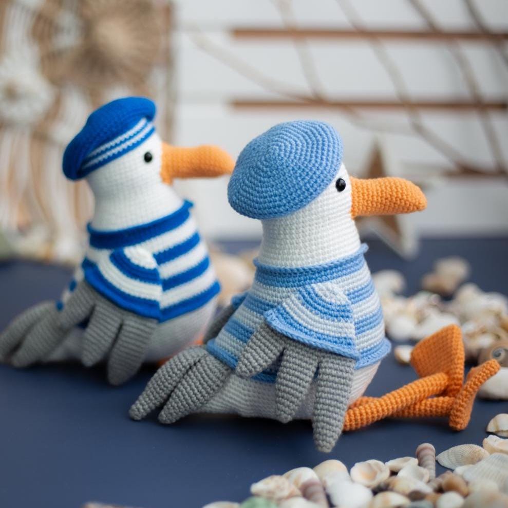 Amigurumi Crochet Seagull. Crochet Pattern in PDF