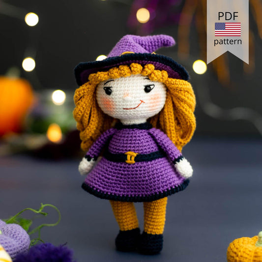 Amigurumi Crochet Halloween Witch. Crochet Pattern in PDF