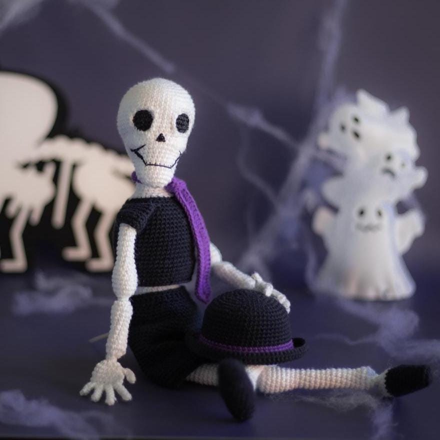 Amigurumi Crochet Halloween Skeleton Pattern. Crochet Pattern in PDF
