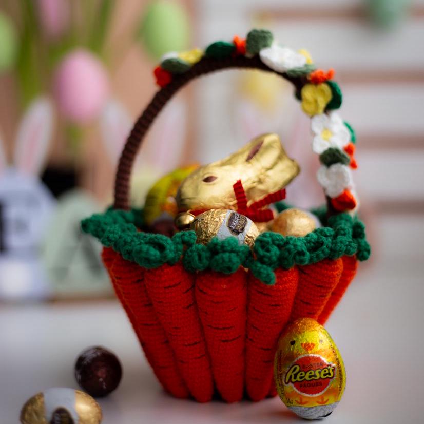 Amigurumi Crochet Easter Carrot Basket. Crochet Pattern in PDF