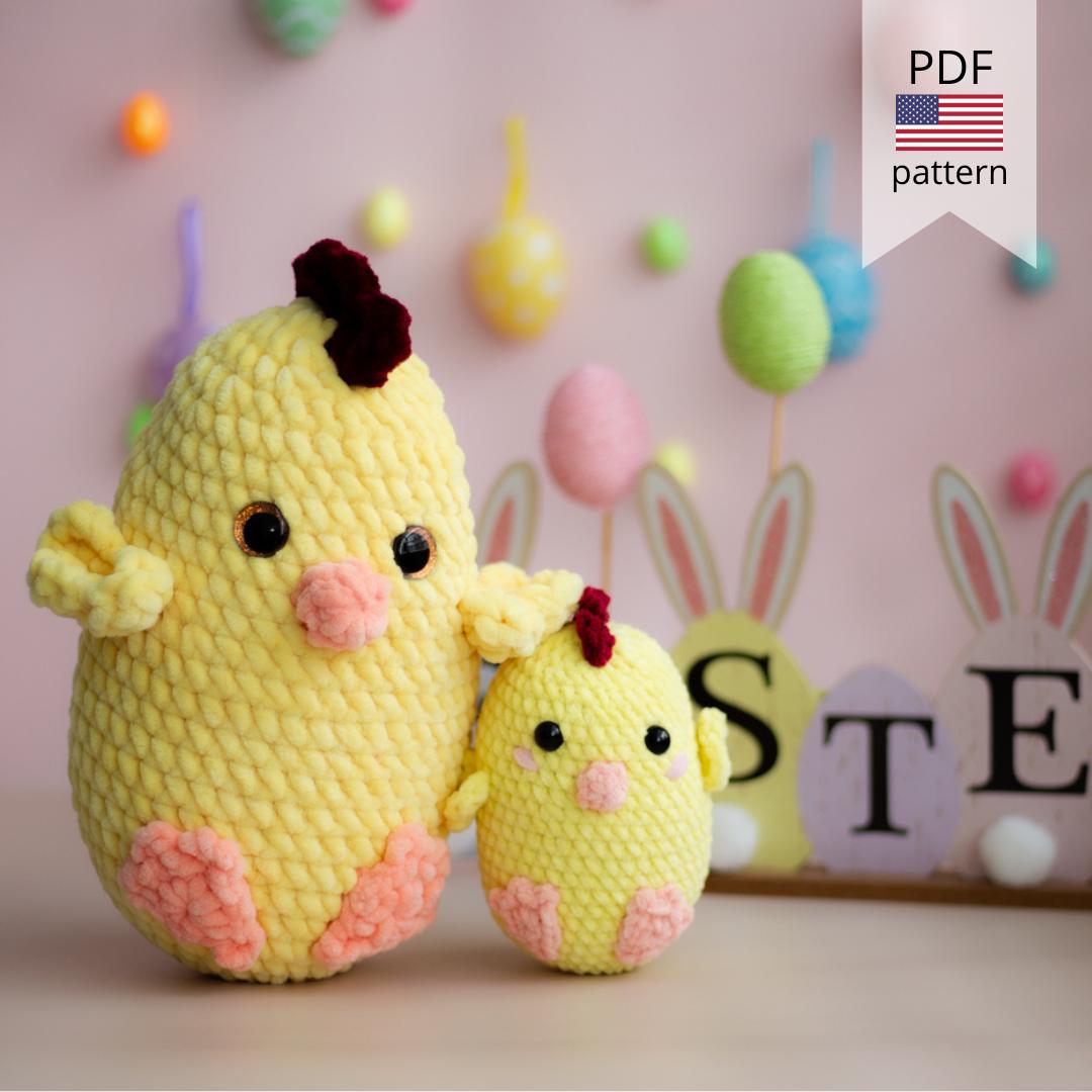 Crochet Plush Easter Chicken. Crochet Pattern in PDF.