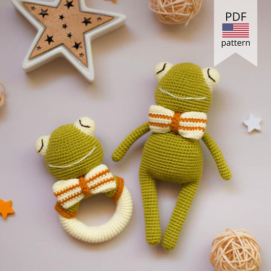 Amigurumi Crochet Frogs - Rattle & Toy. Crochet Pattern in PDF