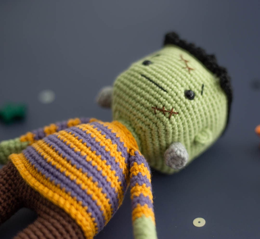 Amigurumi Crochet Halloween Frankenstein. Crochet Pattern in PDF