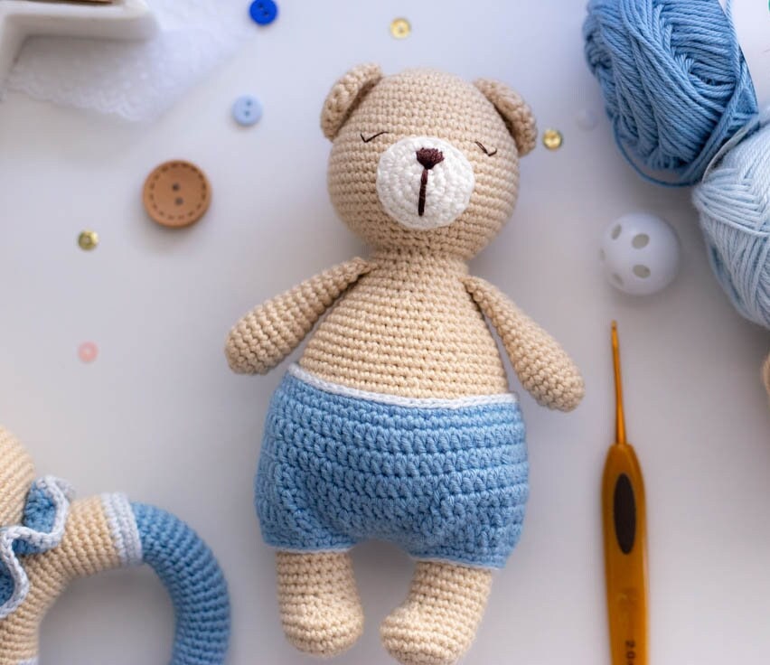 Amigurumi Crochet Bears - Crochet Toy and Rattle. Crochet pattern in PDF
