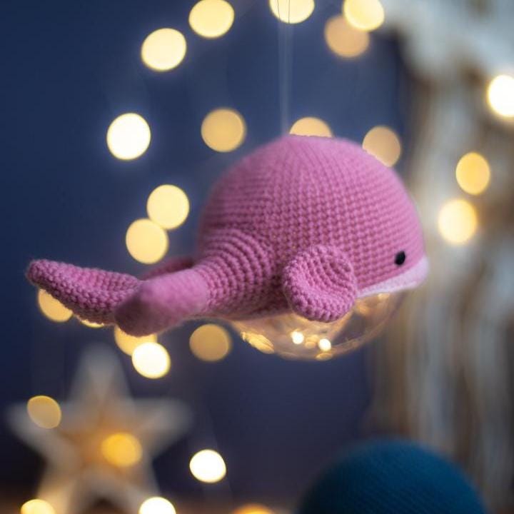 Amigurumi Crochet Whale. Crochet Night Light. Crochet Pattern in PDF
