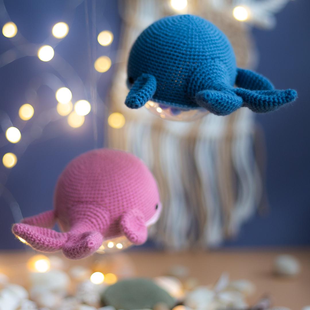 Amigurumi Crochet Whale. Crochet Night Light. Crochet Pattern in PDF