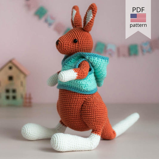 Amigurumi Crochet Kangaroo. Crochet Pattern in PDF