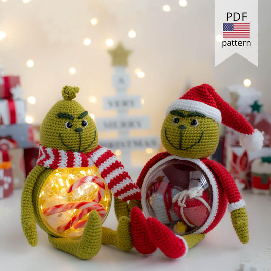 Amigurumi Crochet Christmas Grinch. Crochet Pattern in PDF