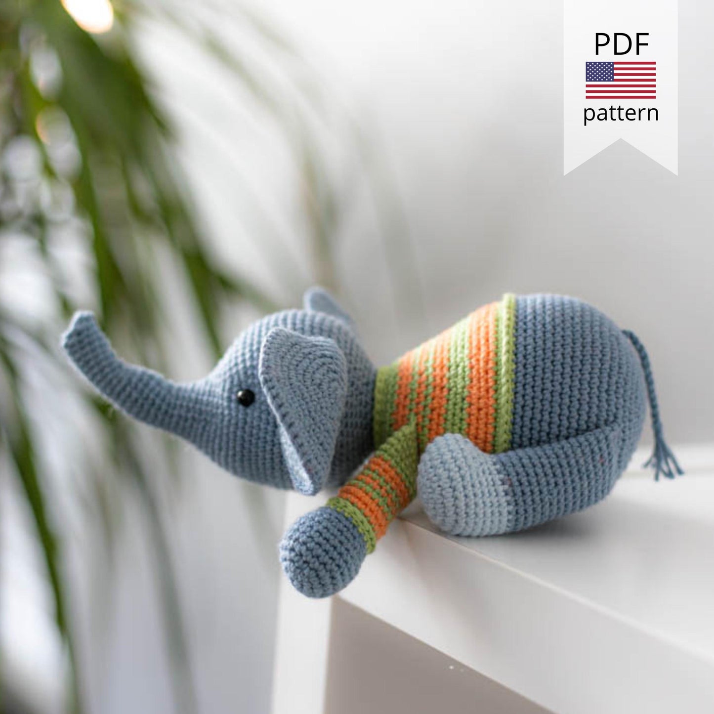 Amigurumi Croche Elephant. Crochet Pattern in PDF