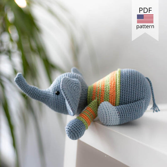 Amigurumi Croche Elephant. Crochet Pattern in PDF