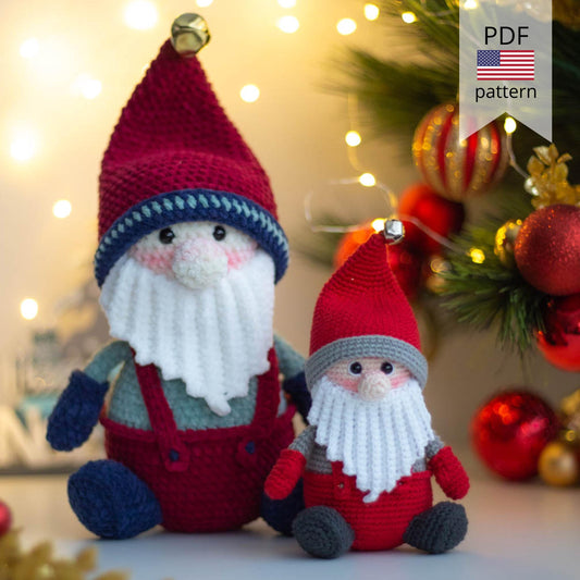 Amigurumi Crochet Christmas Gnome. Crochet Pattern in PDF