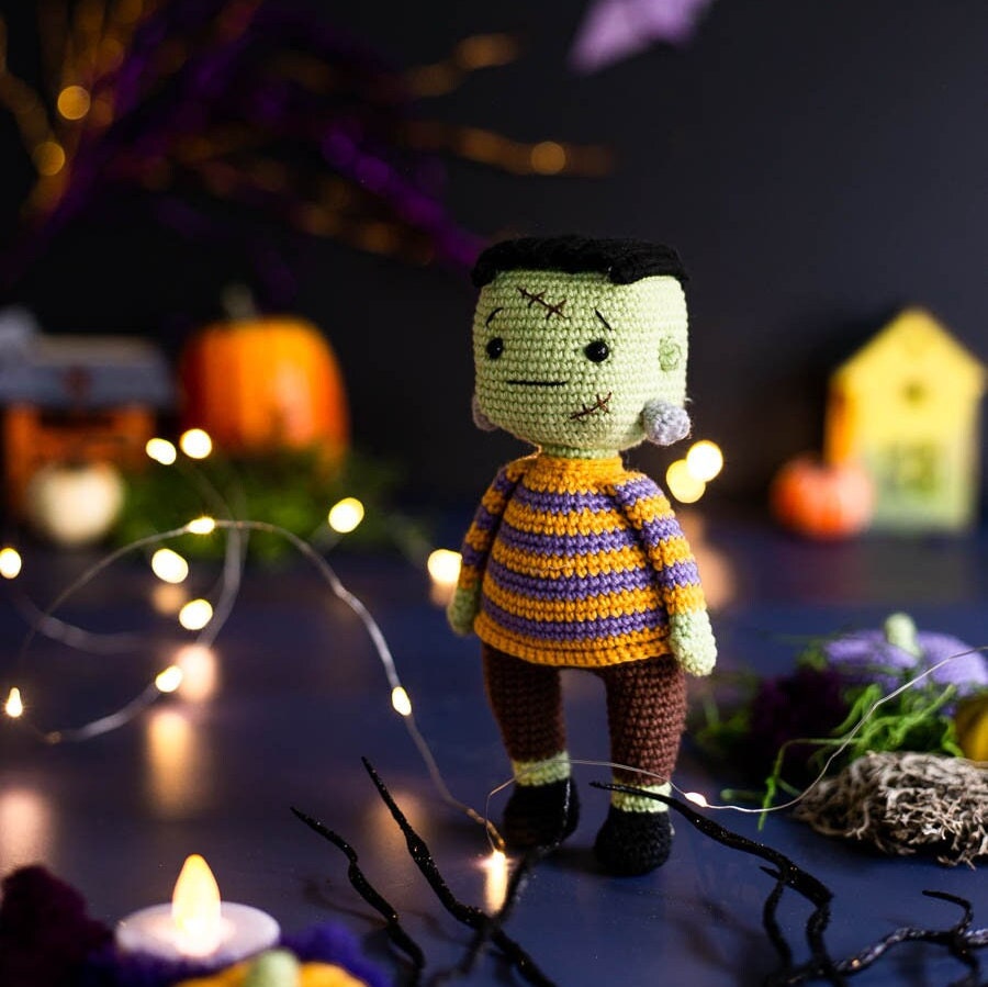 Amigurumi Crochet Halloween Frankenstein. Crochet Pattern in PDF