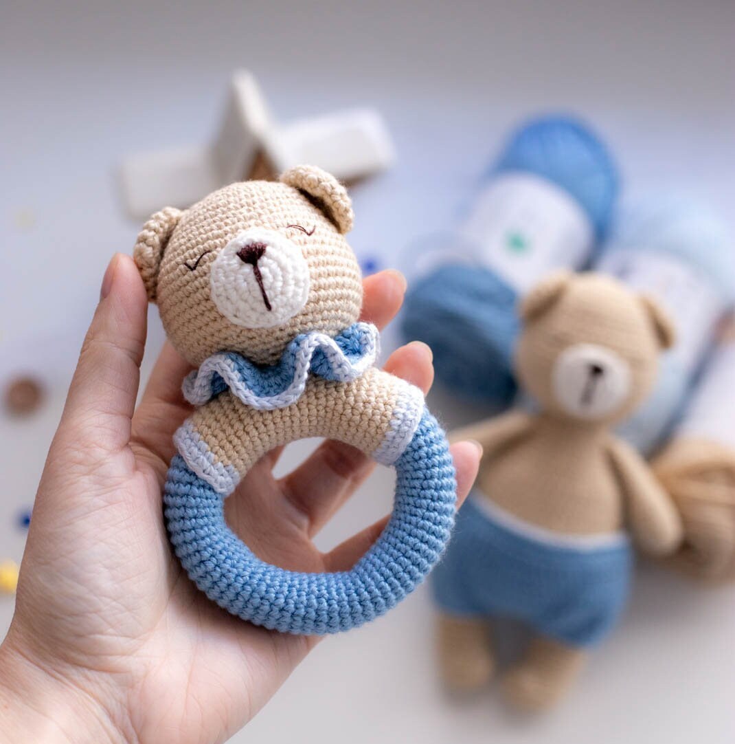 Amigurumi Crochet Bears - Crochet Toy and Rattle. Crochet pattern in PDF