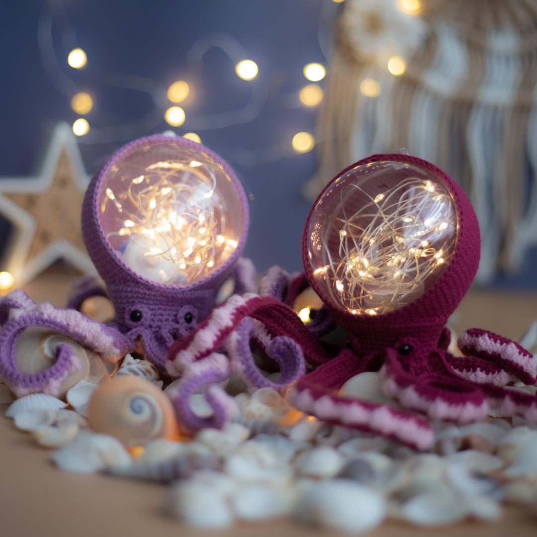 Amigurumi Crochet Octopus. Crochet Night Light. Crochet Pattern in PDF