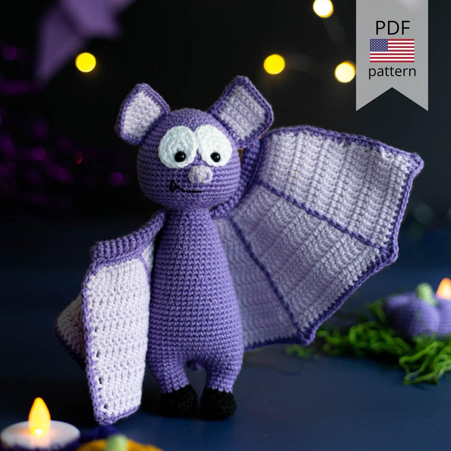 Amigurumi Crochet Halloween Bat. Crochet Pattern in PDF