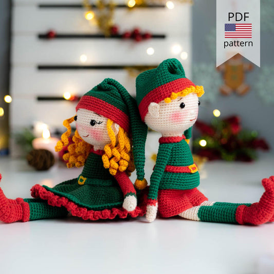 Crochet Christmas Elves Jingle and Hope. Crochet patterns in PDF