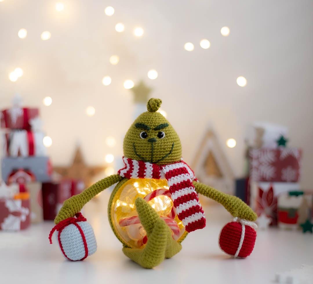 Amigurumi Crochet Christmas Grinch. Crochet Pattern in PDF