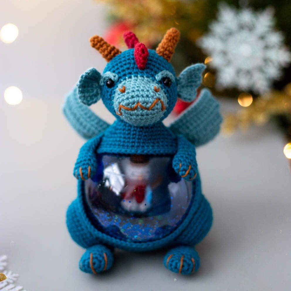 Amigurumi Crochet Christmas Dragon. Crochet Pattern in PDF