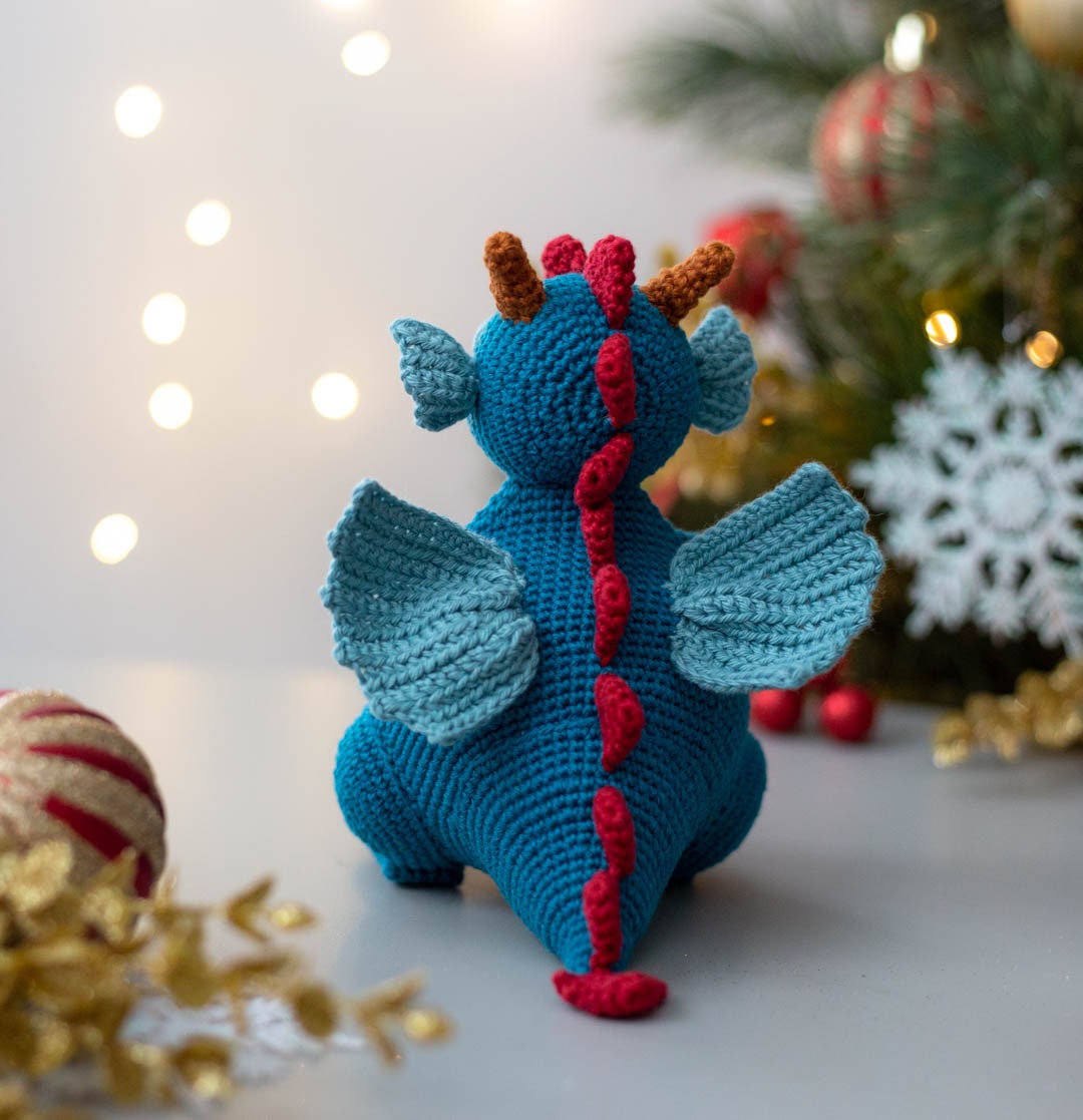 Amigurumi Crochet Christmas Dragon. Crochet Pattern in PDF