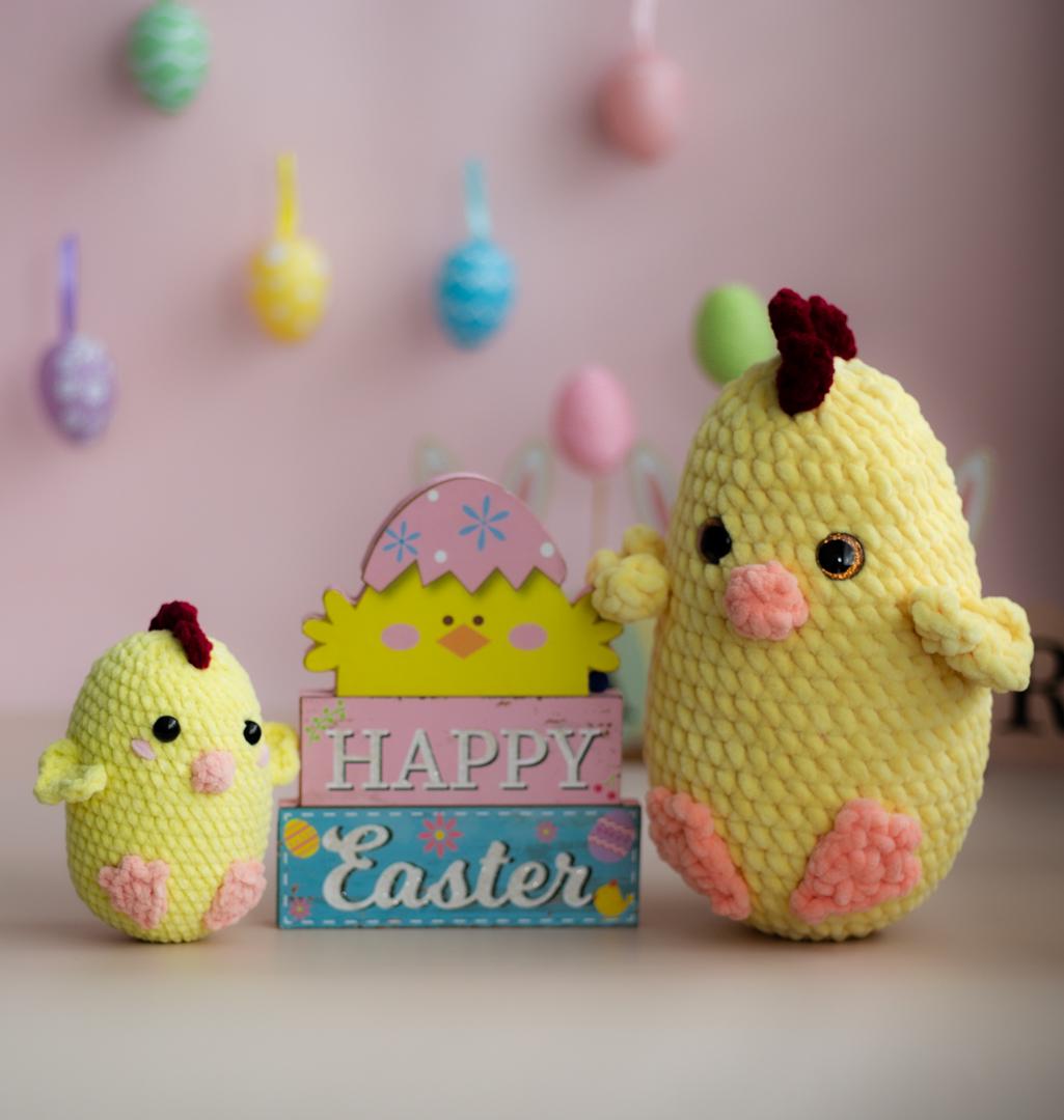 Crochet Plush Easter Chicken. Crochet Pattern in PDF.