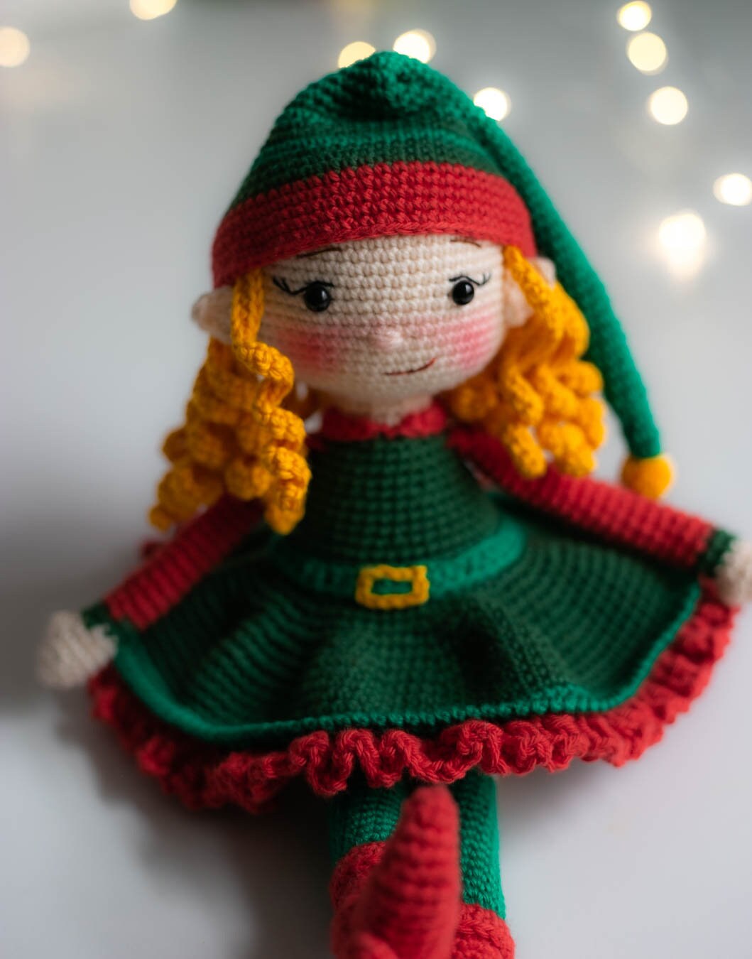 Amigurumi Christmas Elf girl. Crochet Pattern in PDF