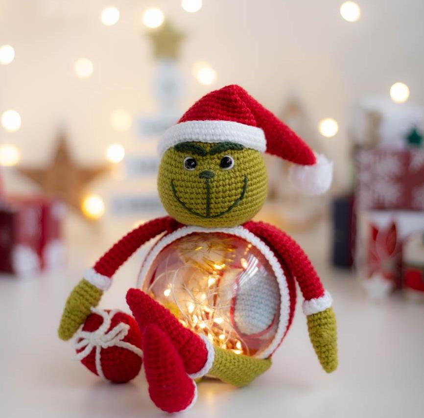 Amigurumi Crochet Christmas Grinch. Crochet Pattern in PDF