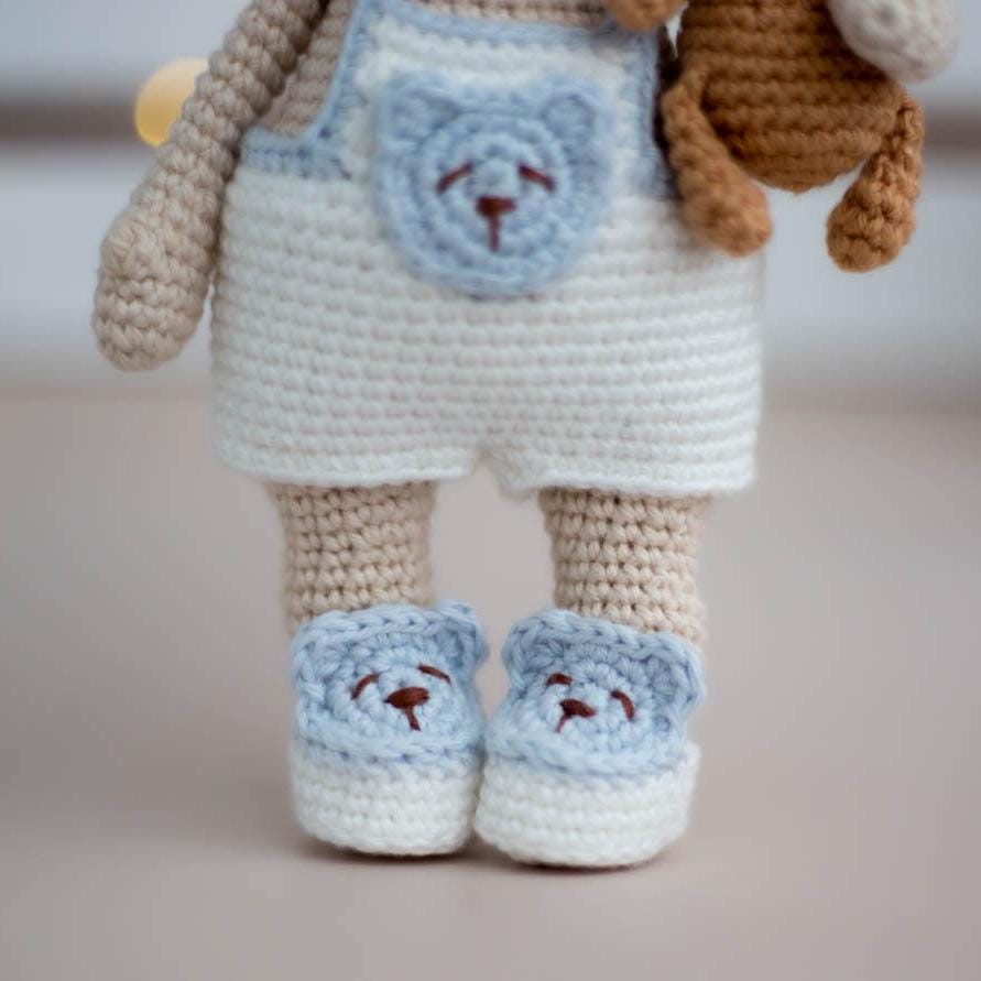Amigurumi Crochet Baby Boy with Bear. Crochet Pattern in PDF