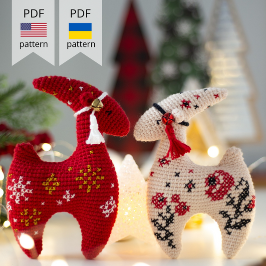 Crochet Goat - crochet Christmas ornament. Crochet pattern in PDF