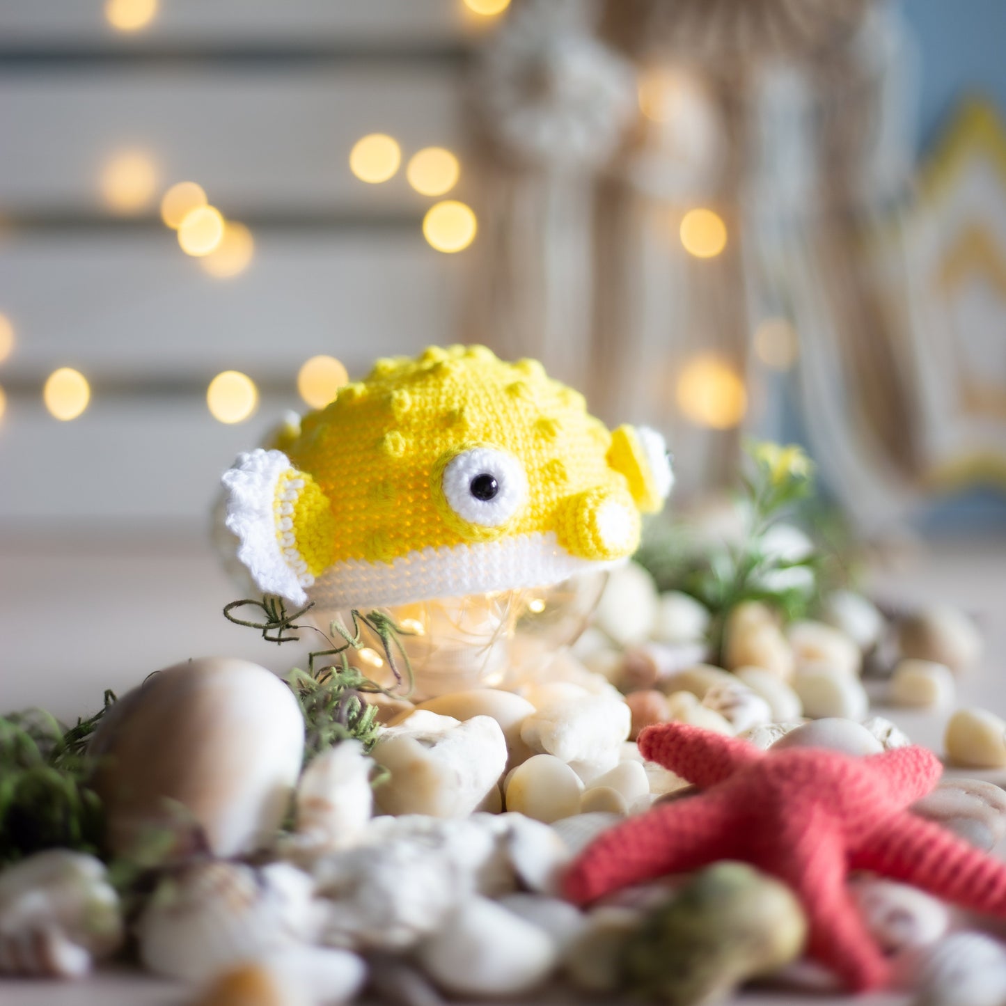 Amigurumi Crocher Pufferfish. Crochet pattern for Sea Creature Fish.