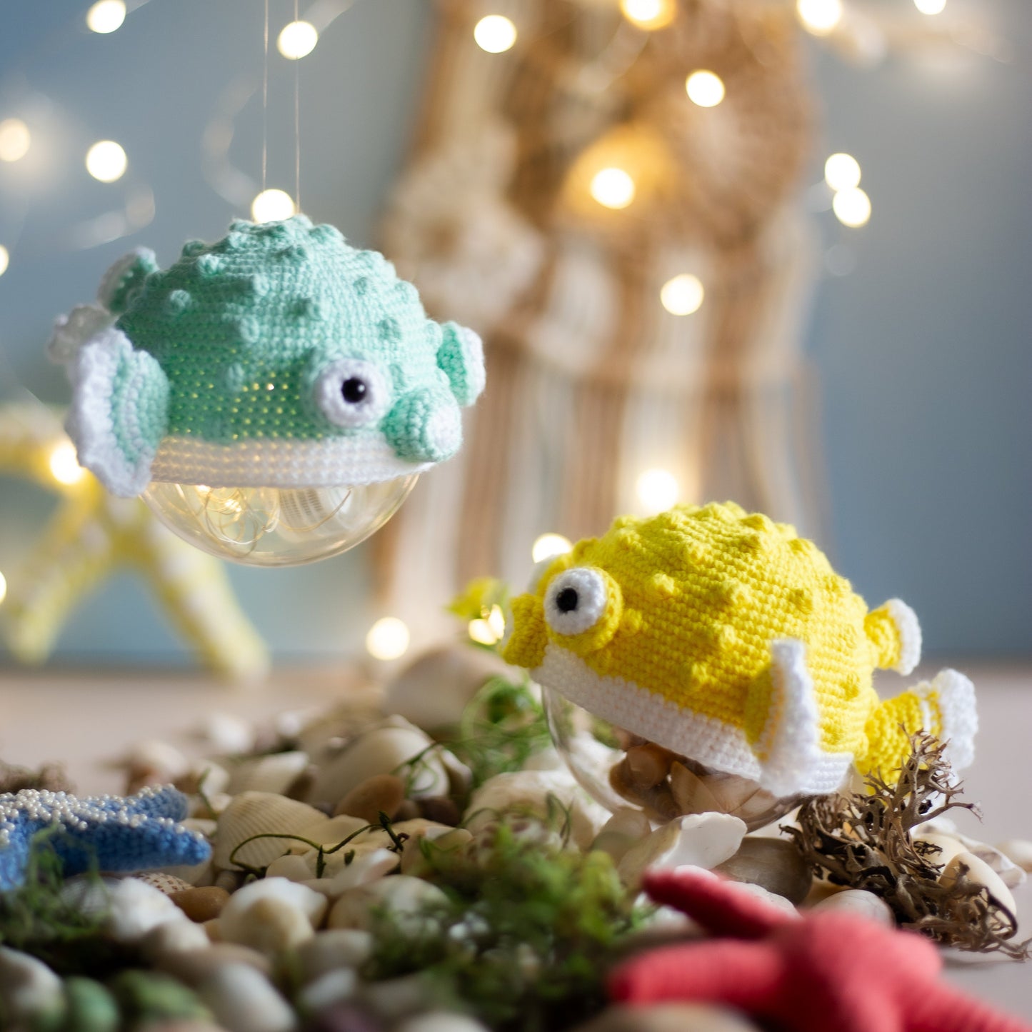 Amigurumi Crocher Pufferfish. Crochet pattern for Sea Creature Fish.