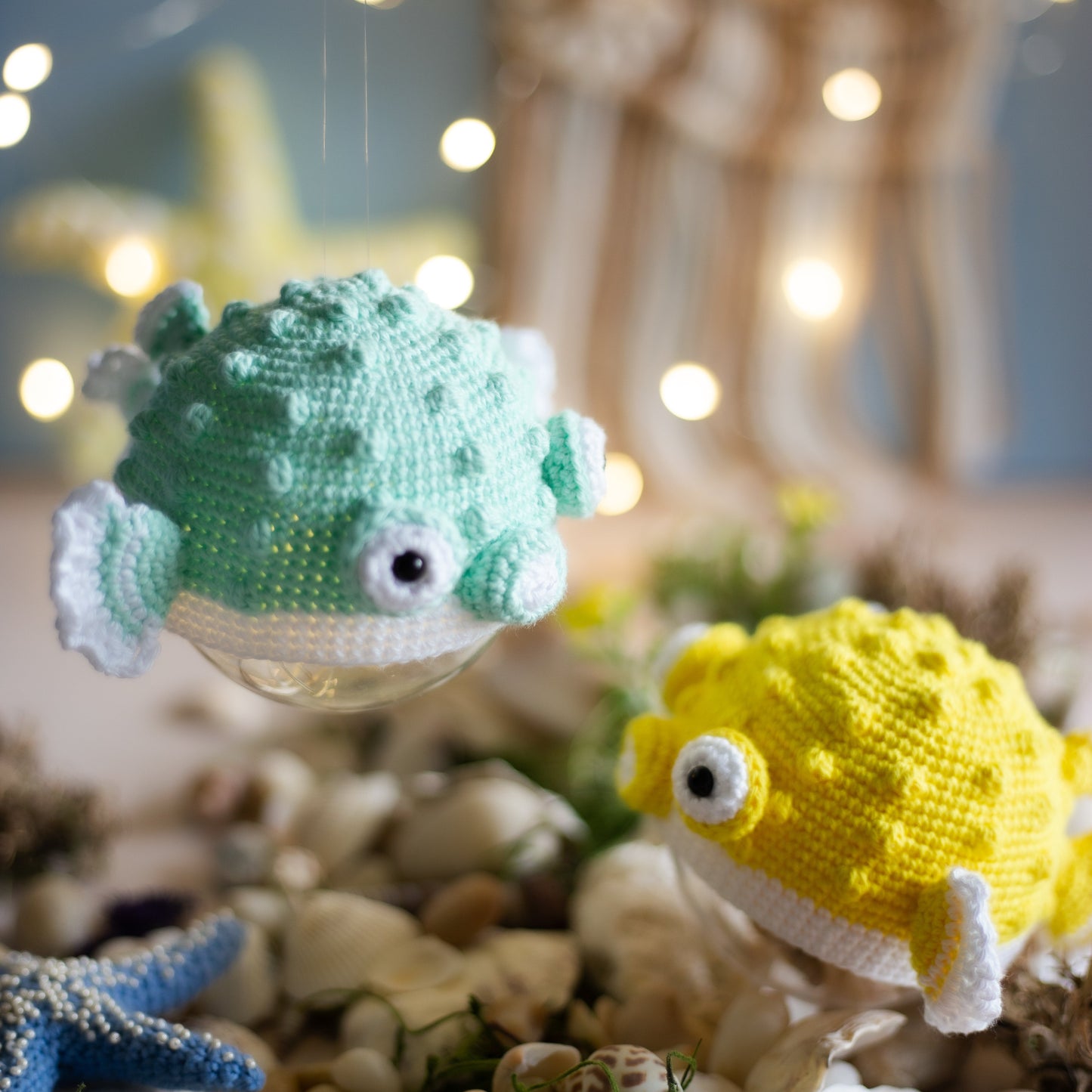 Amigurumi Crocher Pufferfish. Crochet pattern for Sea Creature Fish.
