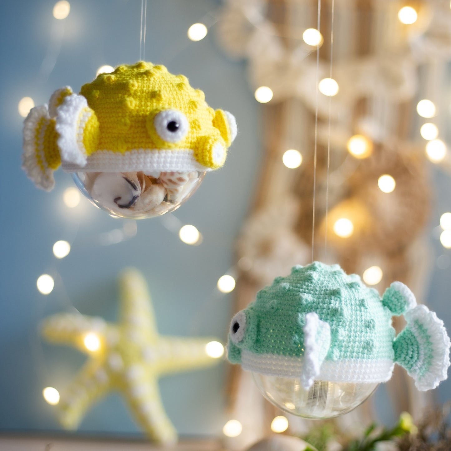 Amigurumi Crocher Pufferfish. Crochet pattern for Sea Creature Fish.