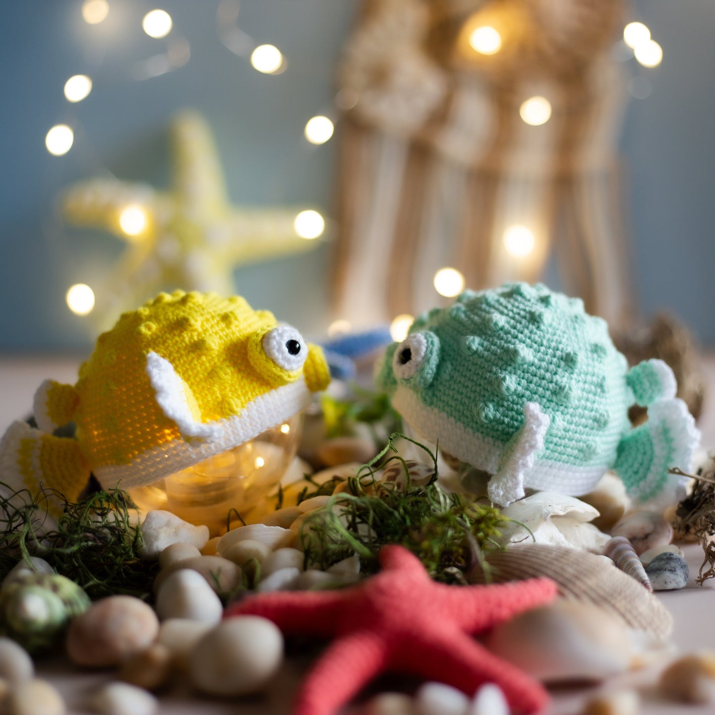 Amigurumi Crocher Pufferfish. Crochet pattern for Sea Creature Fish.