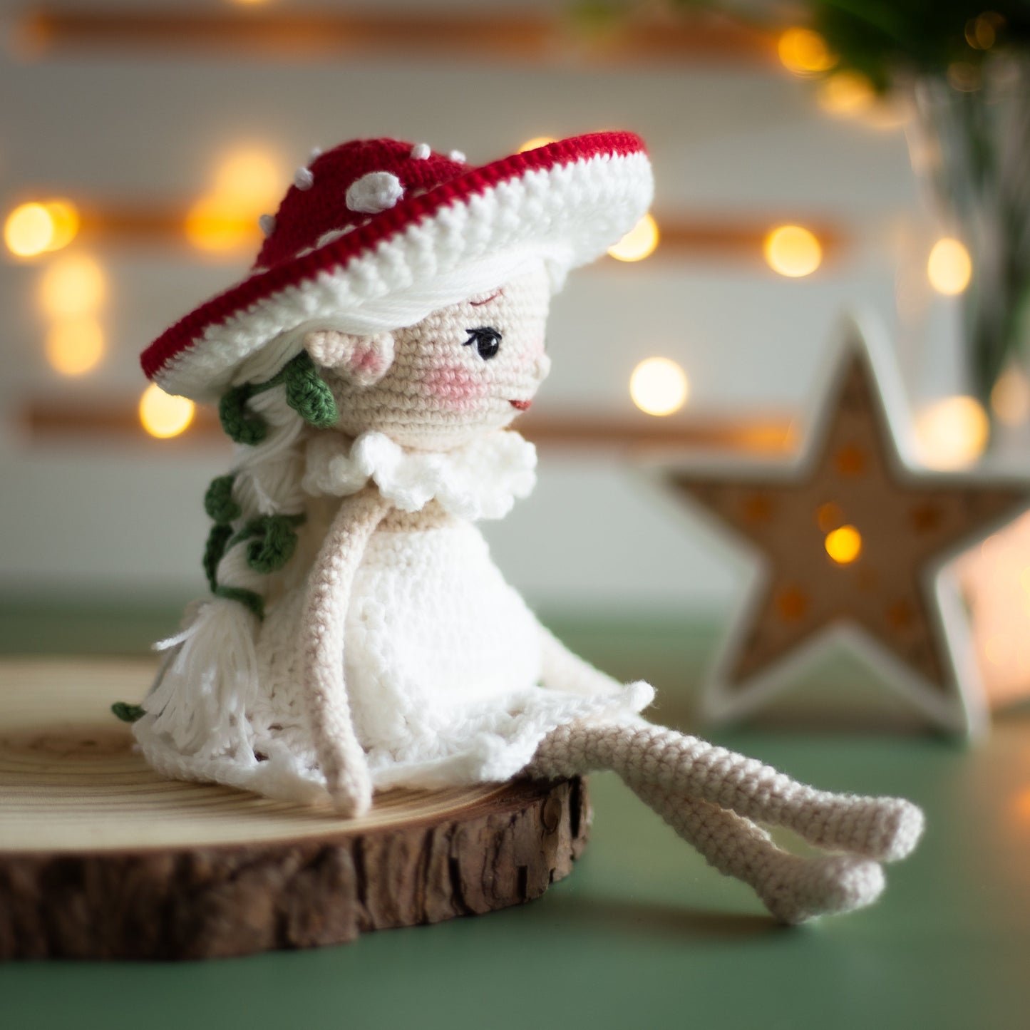 Amigurumi Crochet Elf. Crochet Pattern Amanita Mushroom.