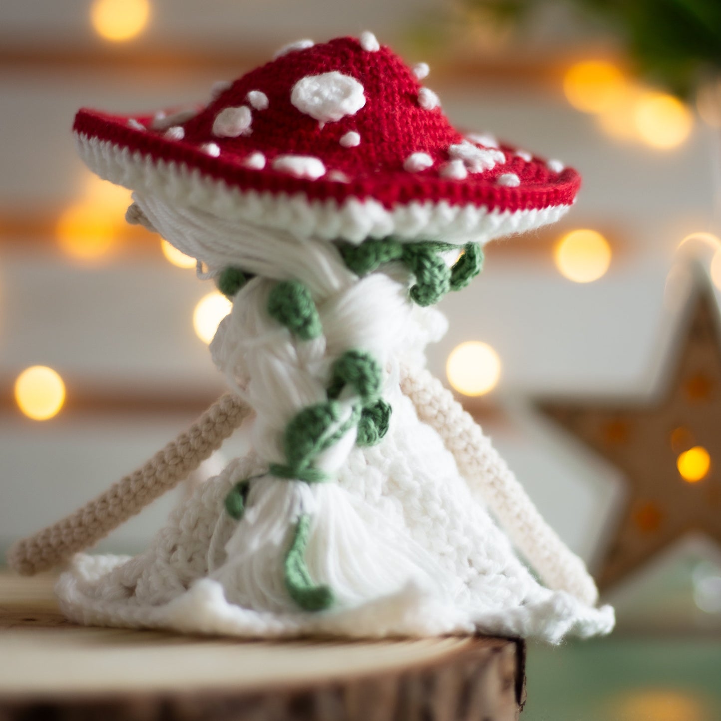 Amigurumi Crochet Elf. Crochet Pattern Amanita Mushroom.