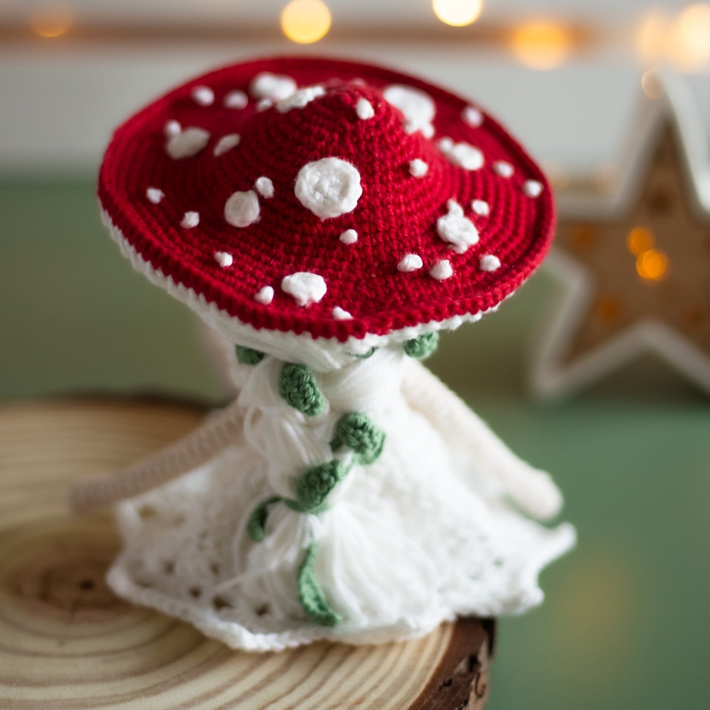 Amigurumi Crochet Elf. Crochet Pattern Amanita Mushroom.