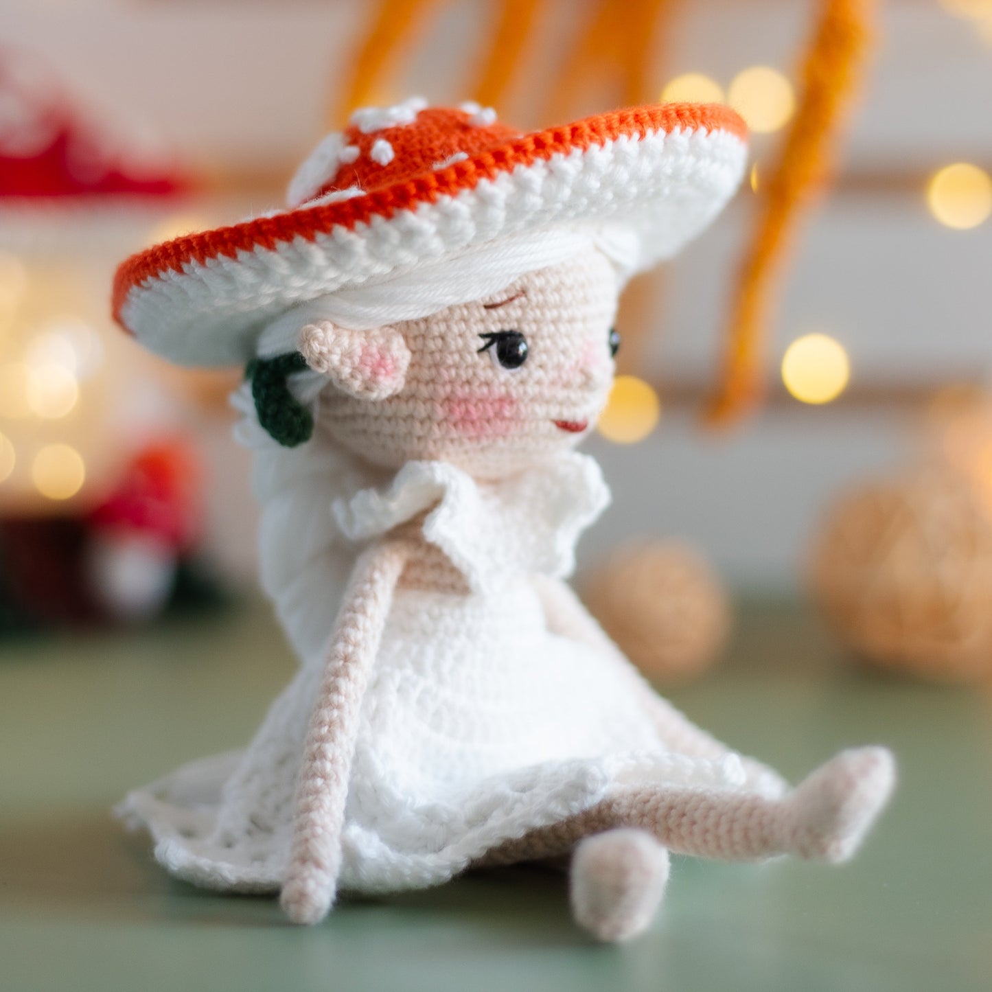 Amigurumi Crochet Elf. Crochet Pattern Amanita Mushroom.