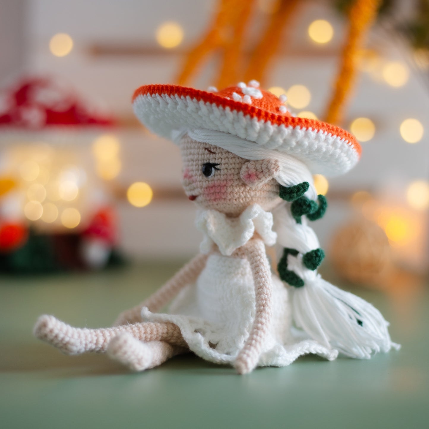 Amigurumi Crochet Elf. Crochet Pattern Amanita Mushroom.