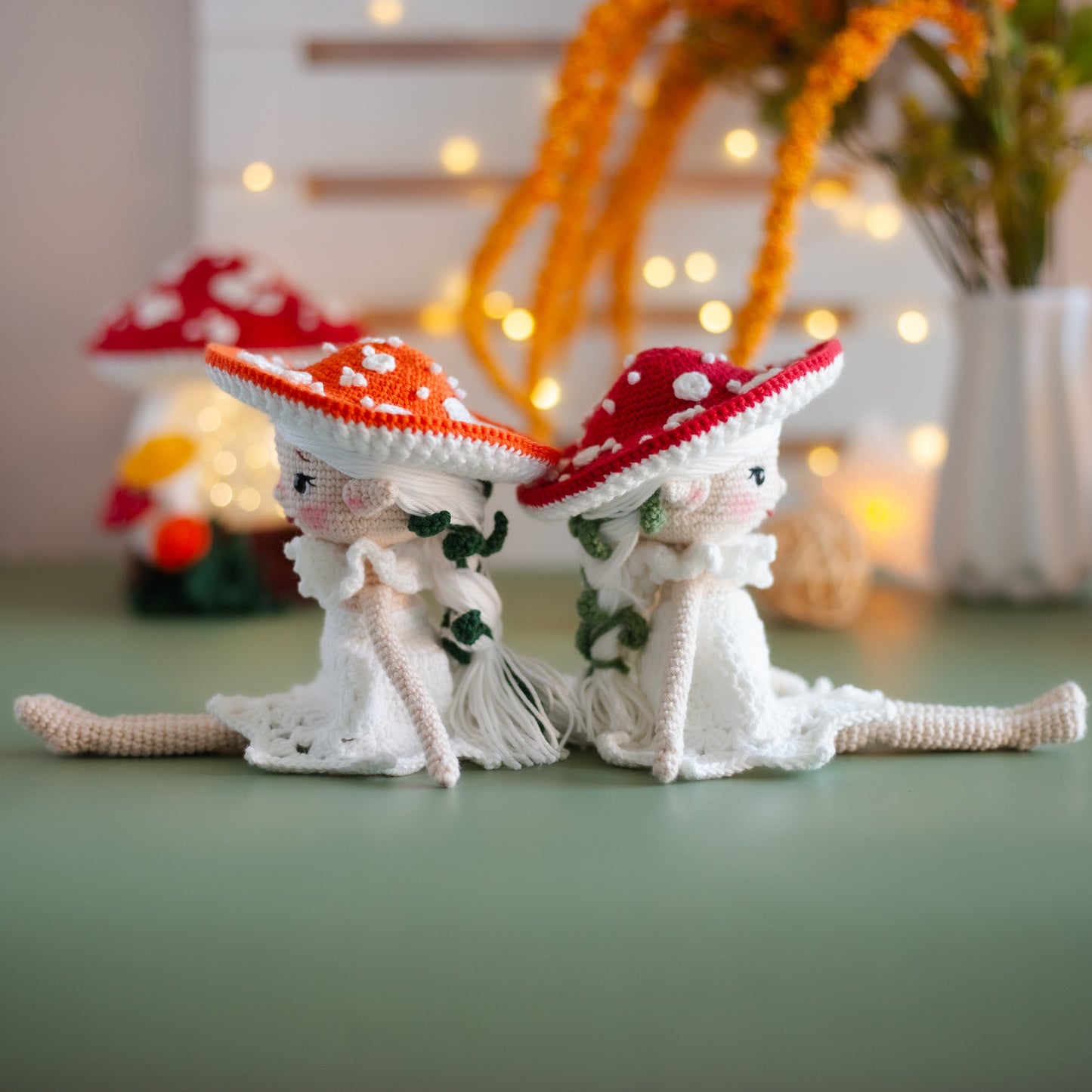 Amigurumi Crochet Elf. Crochet Pattern Amanita Mushroom.
