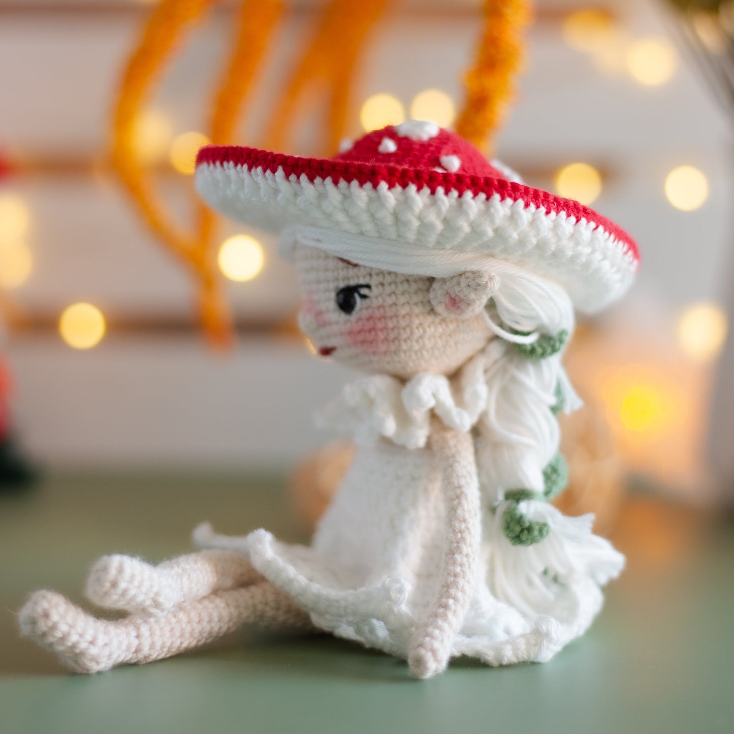 Amigurumi Crochet Elf. Crochet Pattern Amanita Mushroom.