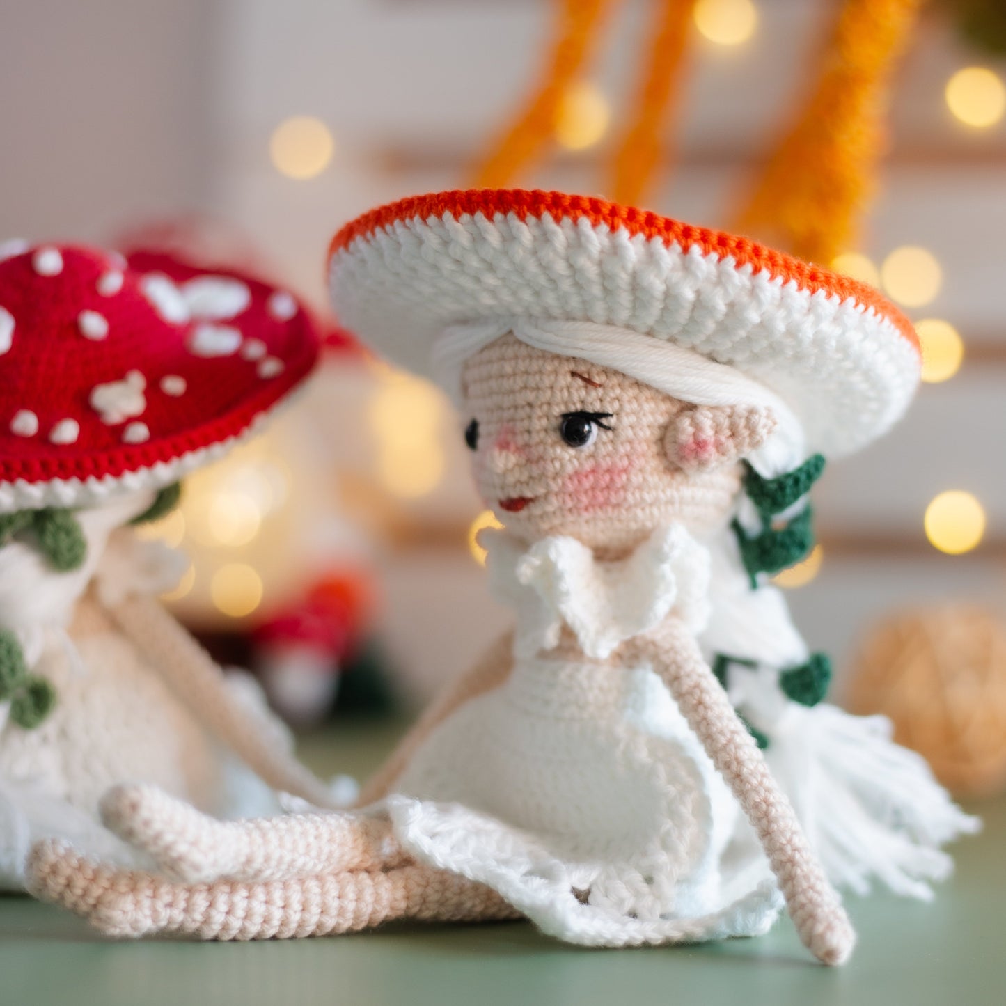 Amigurumi Crochet Elf. Crochet Pattern Amanita Mushroom.