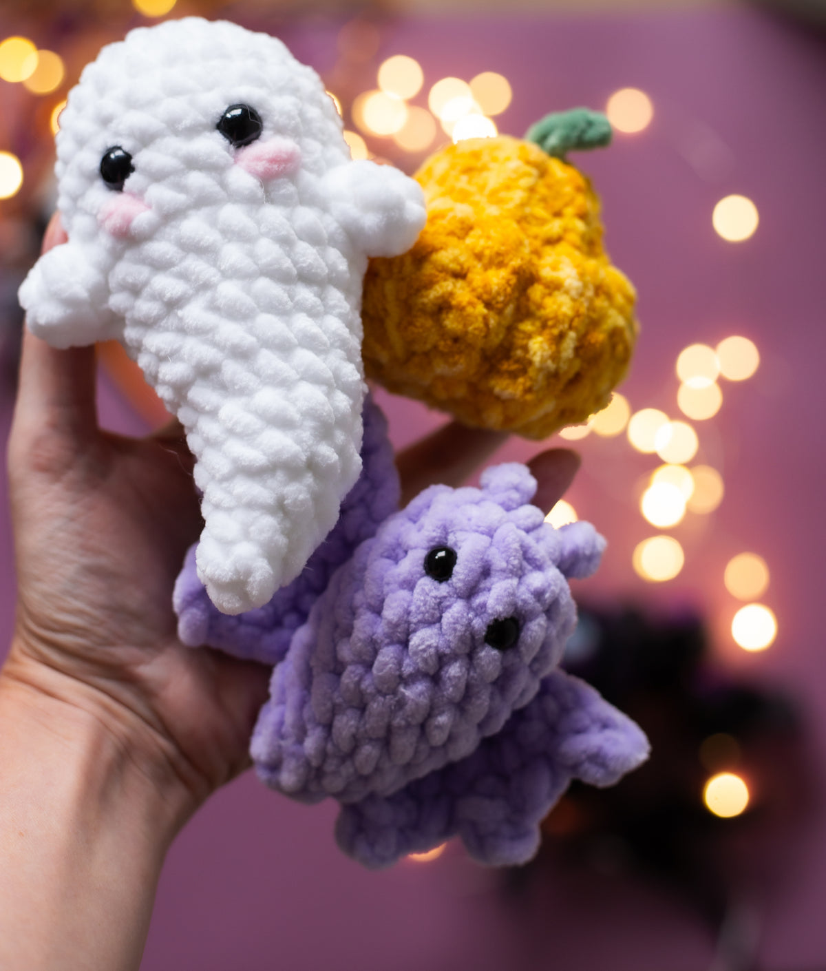 Crochet Halloween Mushroom with Bats, Ghosts and Pumpkins. Original Halloween Home Decorations.