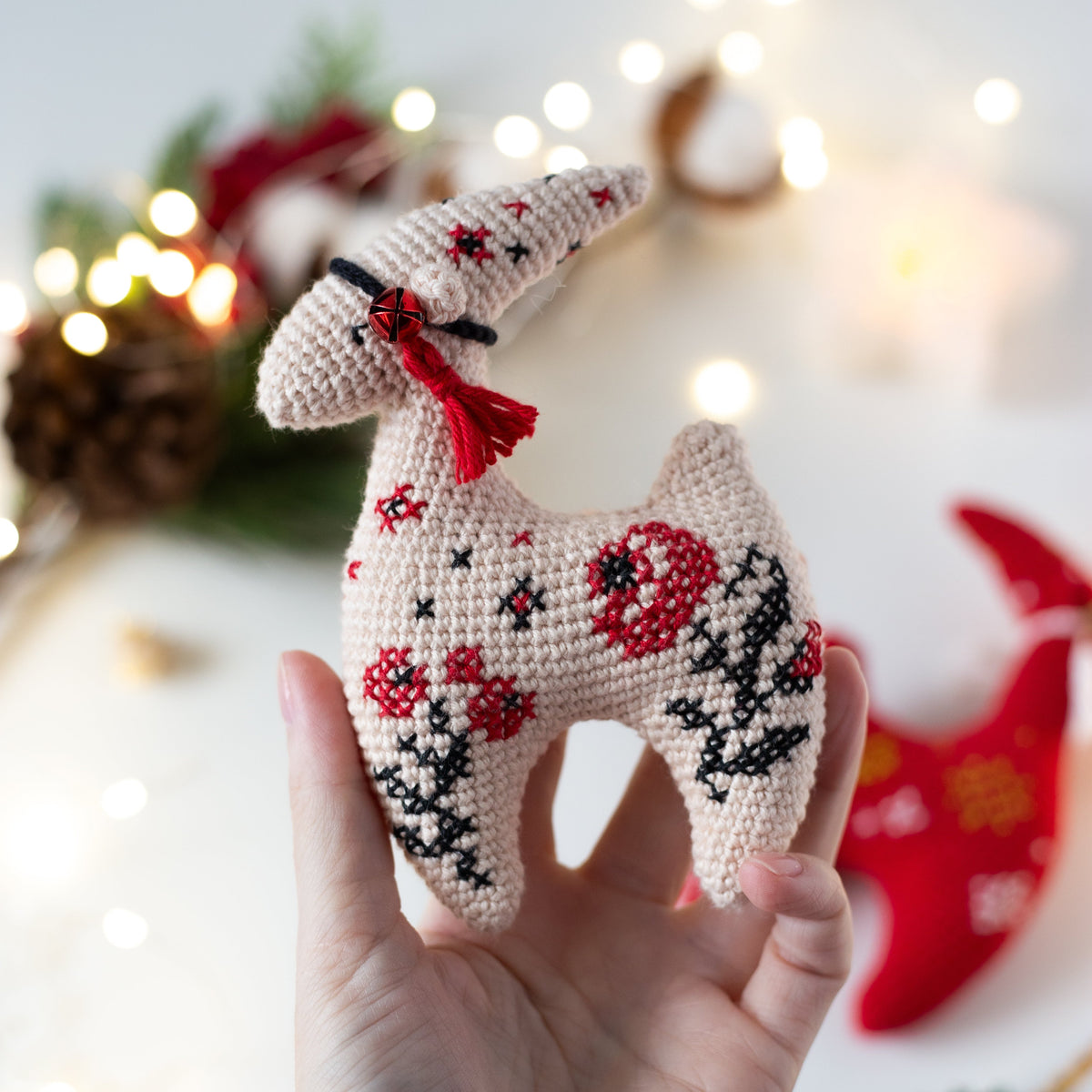 Crochet Goat - crochet Christmas ornament. Crochet pattern in PDF